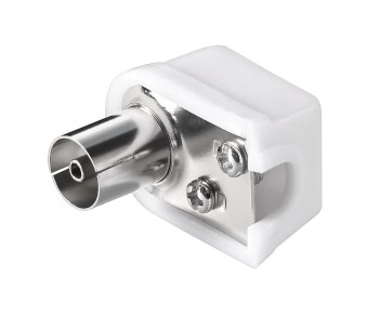 DINIC coaxial elbow coupling plastic (slim), screw fastening, connection to coaxial cable, DINIC box with Euro hole